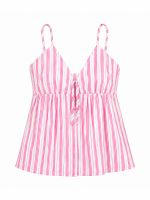 Blusa Feminina Listrada Alças Finas com Amarração Isadora