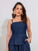 Blusa Feminina Peplum com Alça Removível Cristal