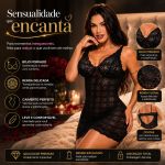 Camisola Sexy Rendada com Bojo Forrado Preta - Yaffa Lingerie