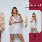 Camisola Sexy Tule e Renda Strappy Sem Bojo - Yaffa Lingerie