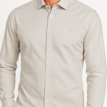 Camisa Masculina Ogochi ML Slim Casual  Bege Xadrez(K17506)