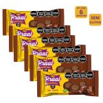 Kit 6 Aventura - Biscoito doce sabor chocolate com recheio de chocolate - SEM GLÚTEN - Praat - 85g