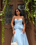 Corset Peplum Magani - Azul