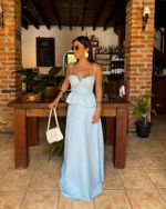 Corset Peplum Magani - Azul