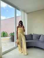 Calça Pantalona Santorini - Amarelo Manteiga