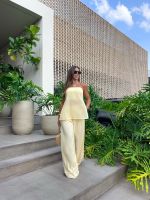 Calça Pantalona Santorini - Amarelo Manteiga