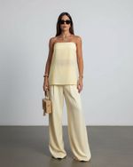 Calça Pantalona Santorini - Amarelo Manteiga
