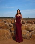Vestido Longo Capilla - Vinho