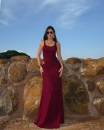 Vestido Longo Capilla - Vinho