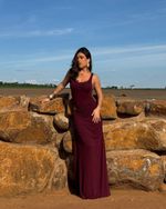 Vestido Longo Capilla - Vinho