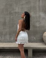 Cropped Franjas Nevada - Branco