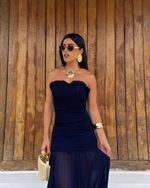 Vestido Lastex Marena - Marinho