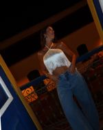 Cropped Franjas Nevada - Branco