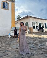 Vestido Stripes Isadora - Marrom
