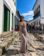 Vestido Stripes Isadora - Marrom