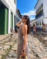 Vestido Stripes Isadora - Marrom