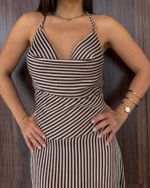 Vestido Stripes Isadora - Marrom