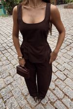 Calça Xadrez Florence - Marrom