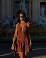 Vestido Curto Dahlia - Marrom