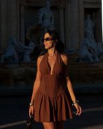 Vestido Curto Dahlia - Marrom