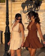 Vestido Curto Dahlia - Marrom