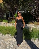 Vestido Longo Tricot Honey - Preto