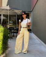 Calça Pantalona Santorini - Amarelo Manteiga