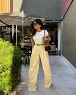 Calça Pantalona Santorini - Amarelo Manteiga