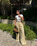 Calça Pantalona Santorini - Amarelo Manteiga