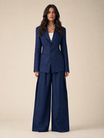 Calça Pantalona 100% Linho Sleek - Marinho