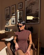 Blusa Peplum Lineage - Marrom