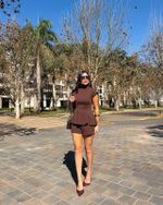 Blusa Peplum Lineage - Marrom