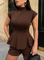 Blusa Peplum Lineage - Marrom