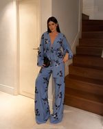 Calça Bordada Aruna - Azul