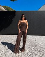 Calça Pantalona Luna - Marrom