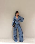 Calça Bordada Aruna - Azul