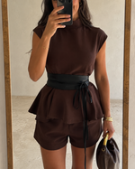 Blusa Peplum Lineage - Marrom