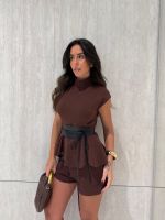 Blusa Peplum Lineage - Marrom