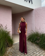 Vestido Longo Celinea - Bordo