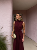 Vestido Longo Celinea - Bordo