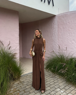Vestido Longo Celinea - Marrom