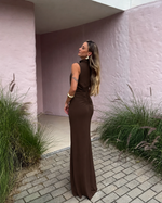 Vestido Longo Celinea - Marrom