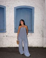 Calça Fluida Embossed - Azul