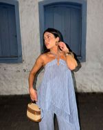 Blusa Fluida Embossed - Azul