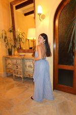 Calça Fluida Embossed - Azul