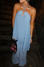 Blusa Fluida Embossed - Azul