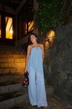 Blusa Fluida Embossed - Azul
