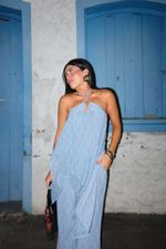 Blusa Fluida Embossed - Azul