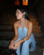Blusa Fluida Embossed - Azul