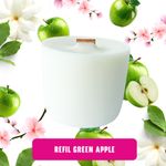 Refil de Vela  Aromática Premium Green Apple  Cera 100% Vegetal Ecológico 180g Pavio de Madeira